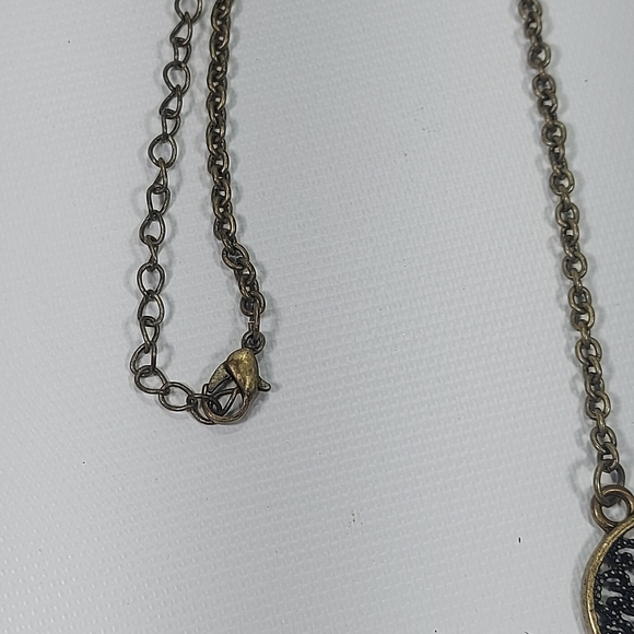 Elephant Pendant Off White Enamel Brass Chain Large Necklace - Picture 7 of 10